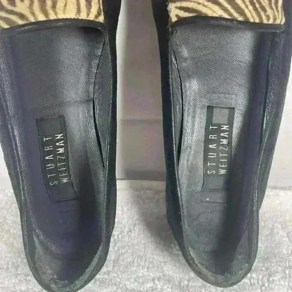 STUART Weitzman Palomino Zebrette Black Suede & Pony Hair Loafers Womens 8 - Picture 3 of 16